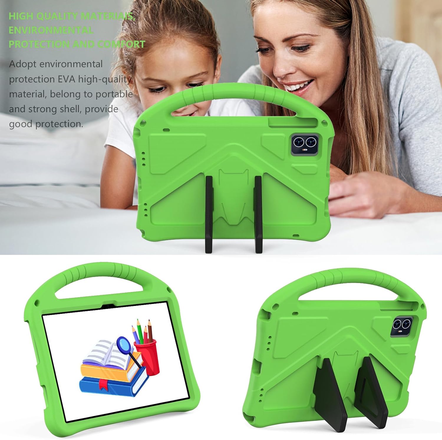 for TCL NXTPAPER 11 9166G 9466X 2023 Tablet Case for Kids - Durable Lightweight EVA Shockproof Protective Handle Stand Cover for TCL Tab 11 9466 (2023)(Green)