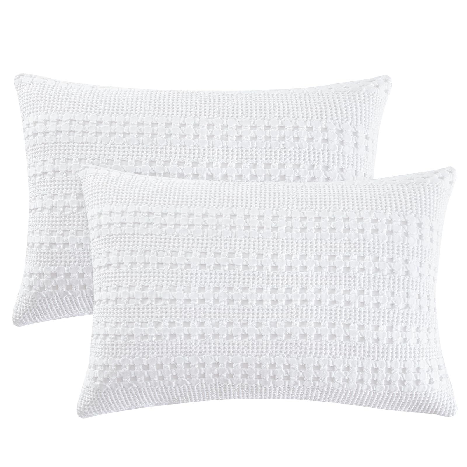 PHF 100% Cotton Waffle Pillowcases Standard Size