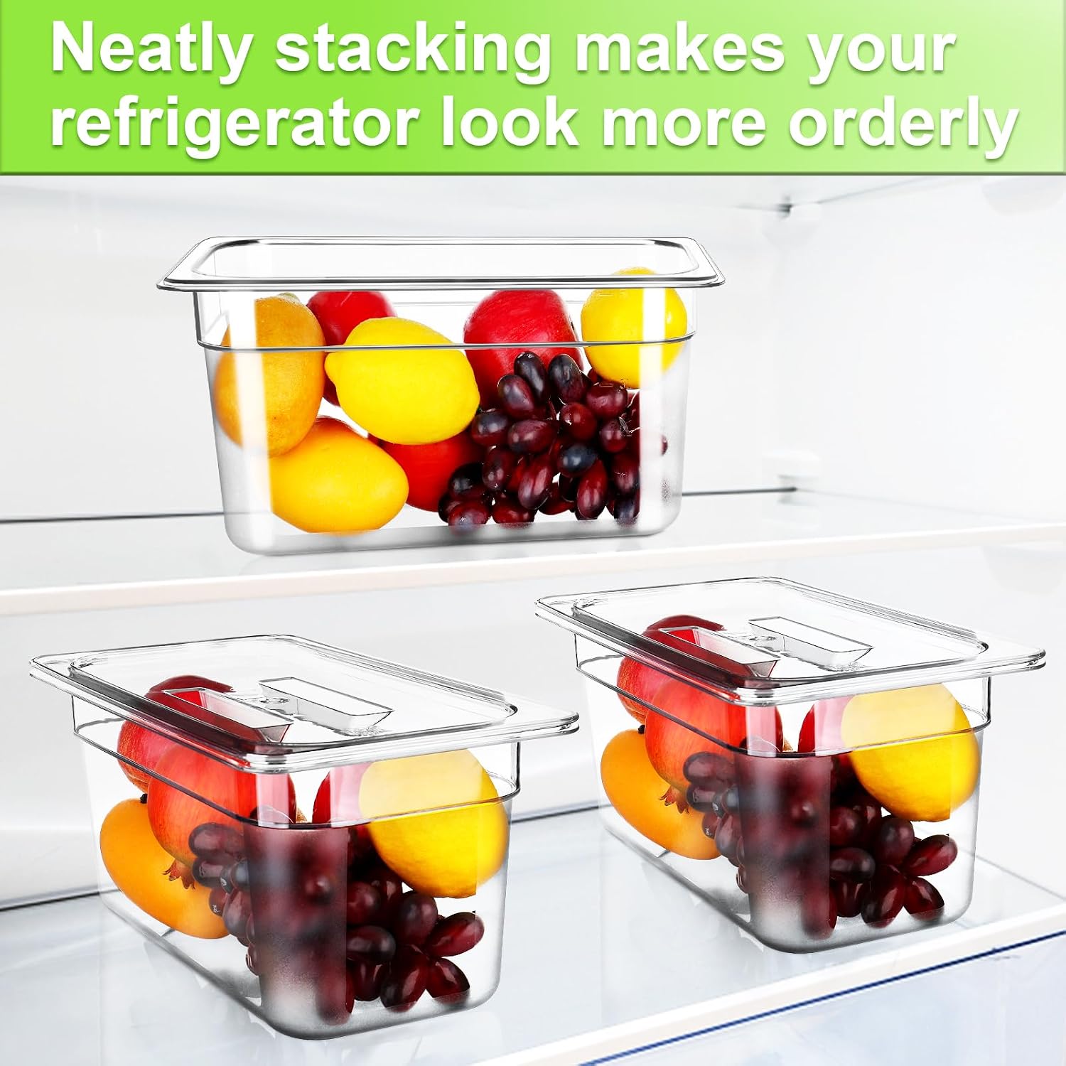 10 Pcs 1/3 Size Clear Food Pan Lids Polycarbonate Universal Handled Hotel Pan Cover Table Catering Plastic Food Pan Lid with Handle Restaurant Commercial Pan Covers for Food Fruits Vegetables