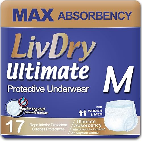 LivDry Ultimate Adult Incontinence Underwear, Max Absorbent Adult Diapers with