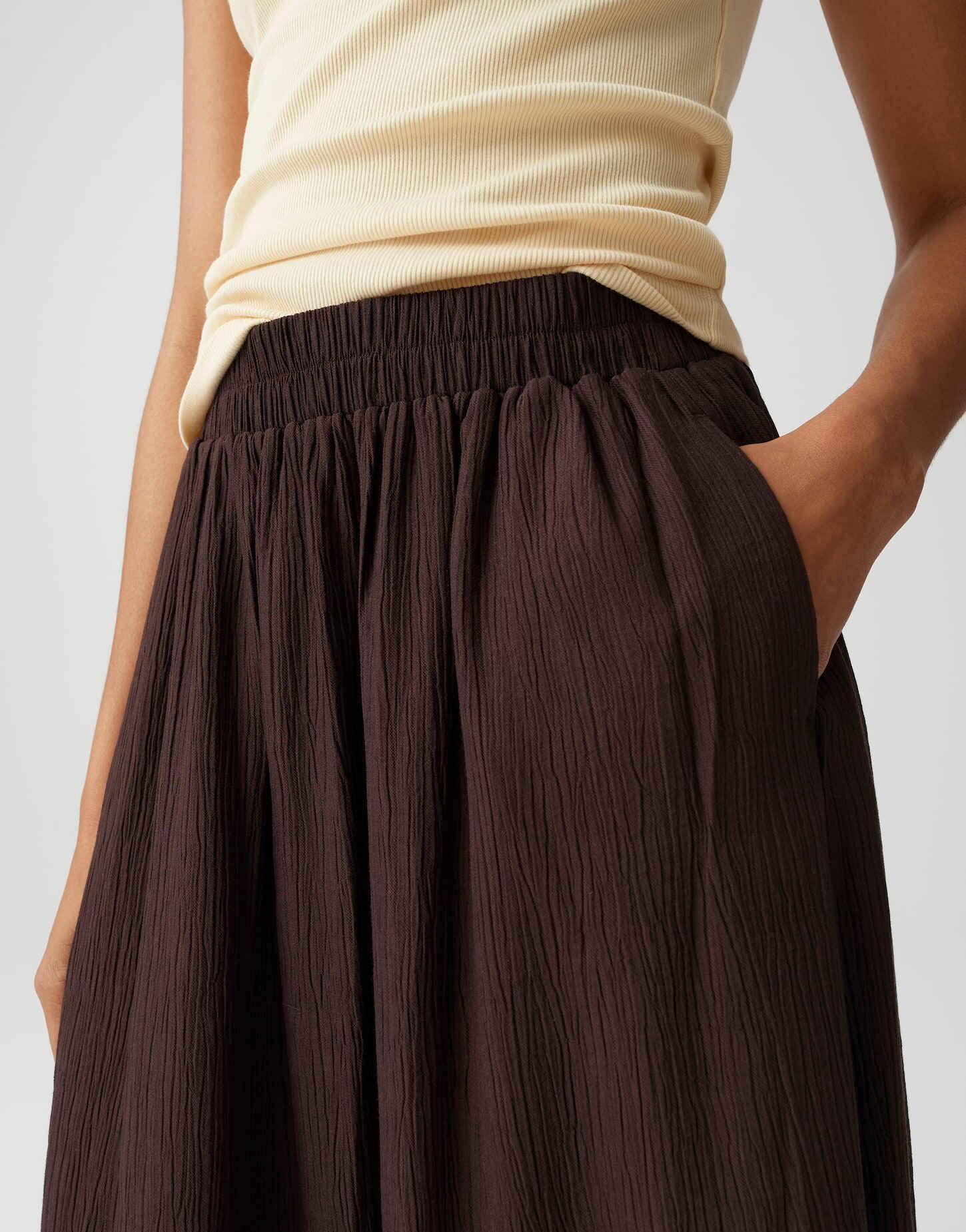 OPUS Damen Midirock | Midirock mit bewegter Crinkle Struktur