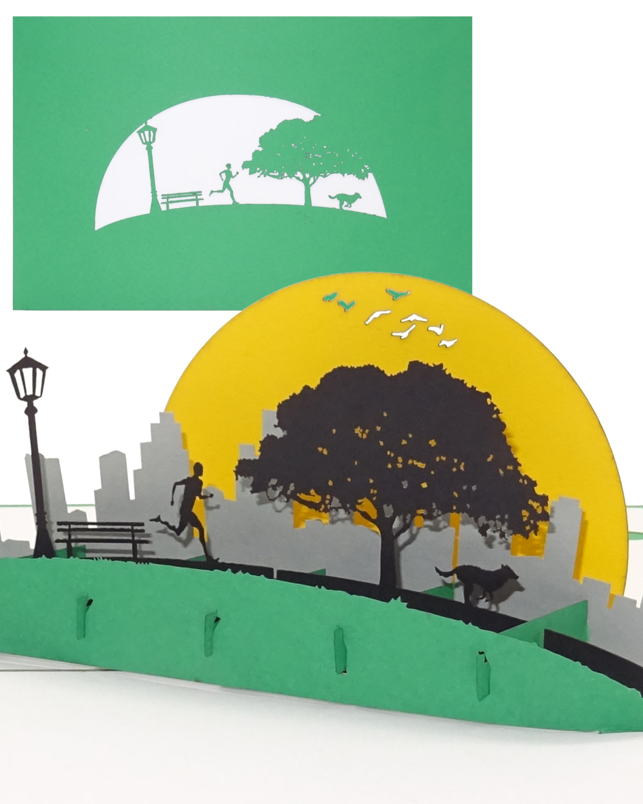 Pop Up Card "Jogging - Jogger in the Park" 3D Birthday Card Running - Voucher & Invitation Sports Fitness