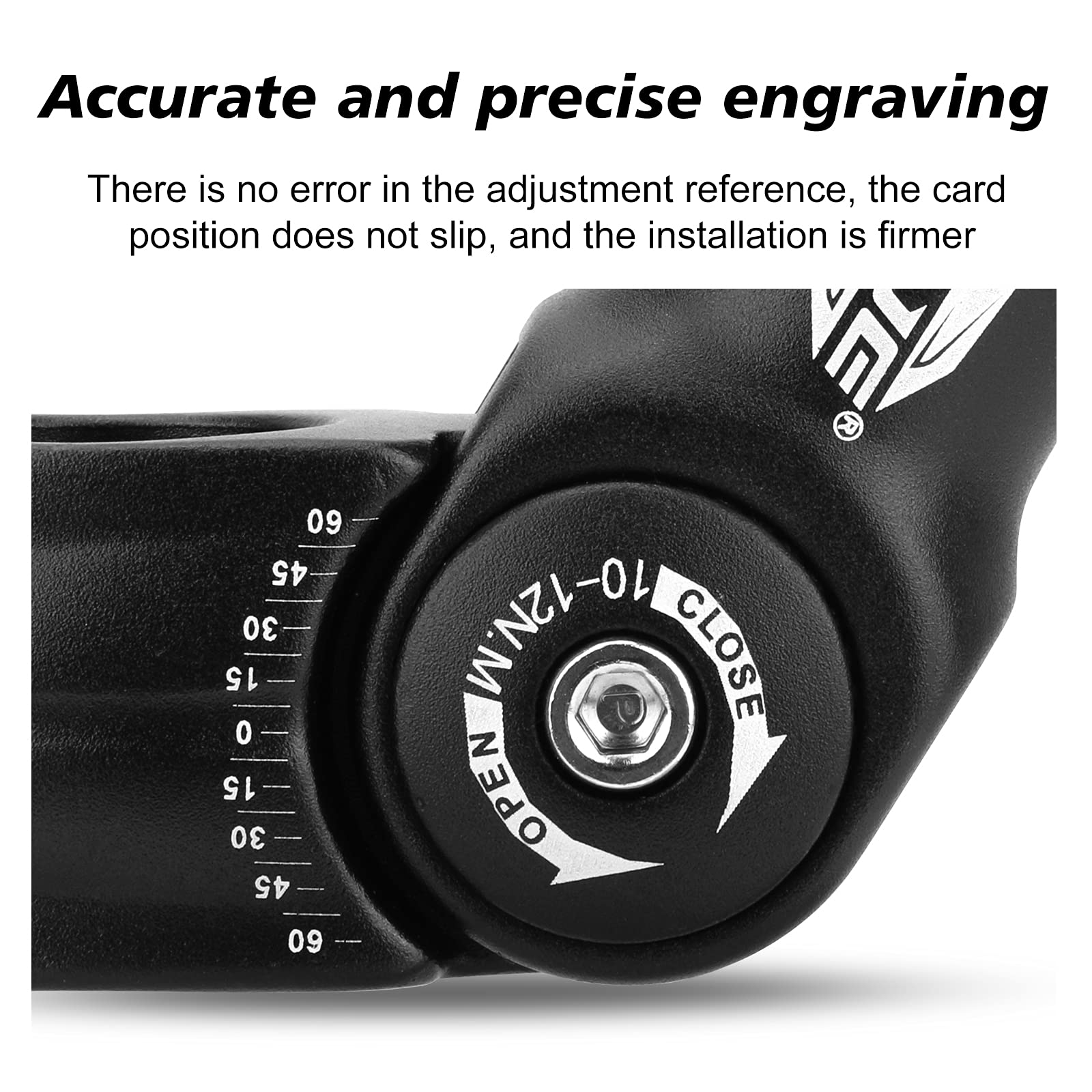 JUPSK Potence Réglable,± 60 degrés adaptateur de tête d'extension de fourche de vélo 110mm, La tige de guidon de vélo réglablePostuler à pour VTT, Vélo de route, BMX