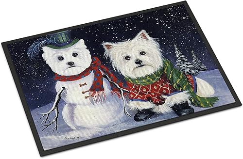 Caroline's Treasures PPP3286MAT Westie - Felpudo de Navidad con autorretrato de 18 x 27 pulgadas, tapete para puerta delantera, interior y exterior,