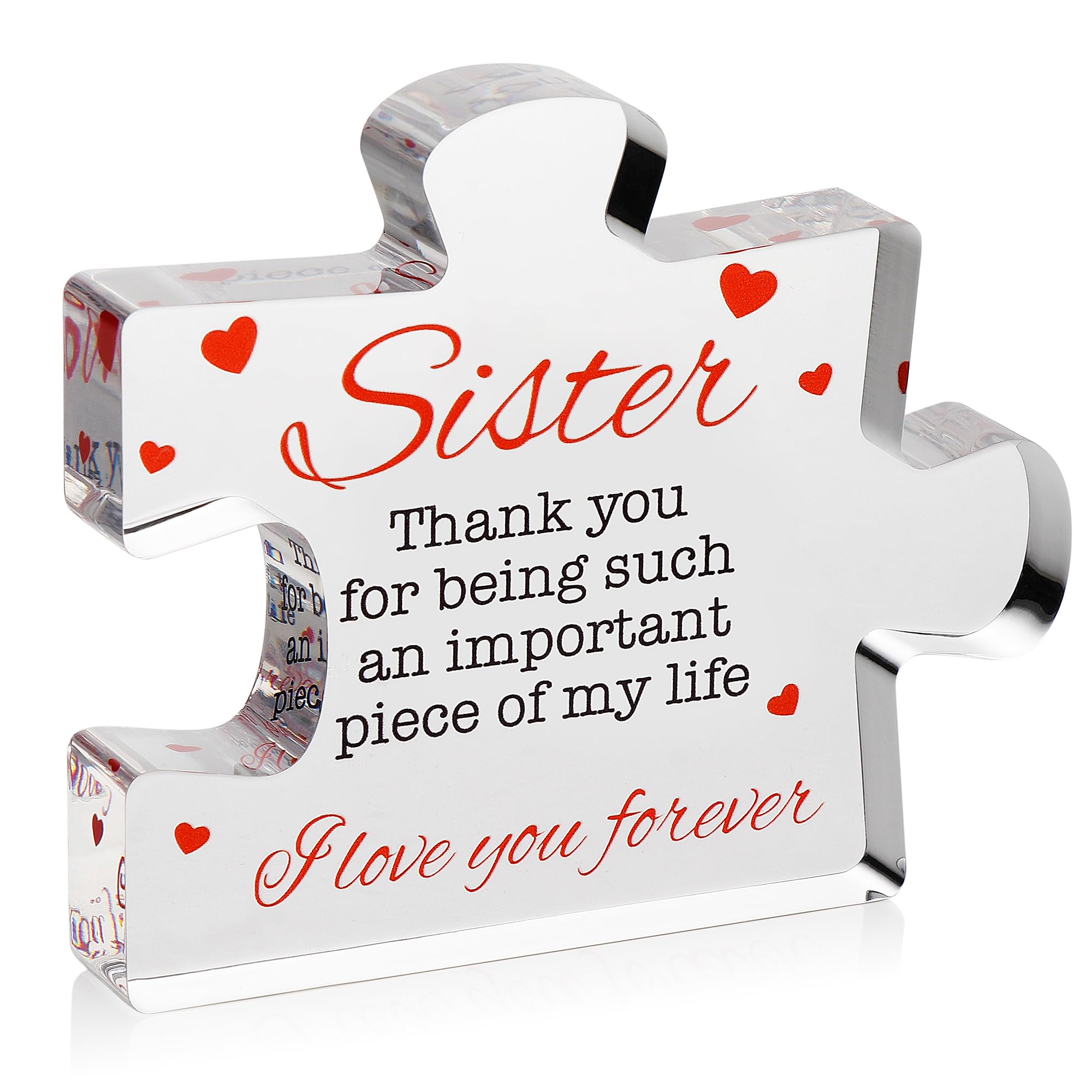 VELENTI Birthday Gifts for Sister - Engraved Acrylic Block Puzzle Sister Present - Cute Birthday Gifts from Sister, Happy Birthday Sister Gift from Brother