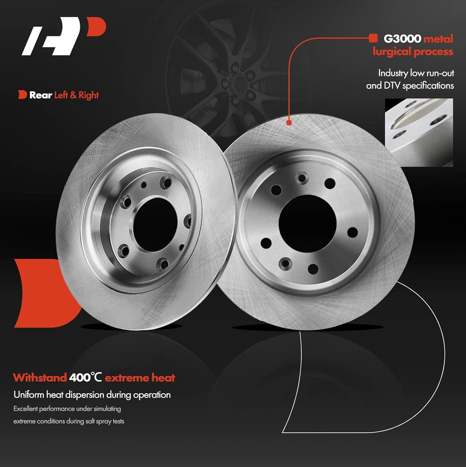 A-Premium Front Vented & Rear Solid Disc Brake Rotors + Ceramic Pads Kit Compatible with Select Ford, Lincoln, Mazda and Mercury Models - Fusion 06-11, MKZ 07-11, Zephyr 06, 6 06-13, Milan 06-11