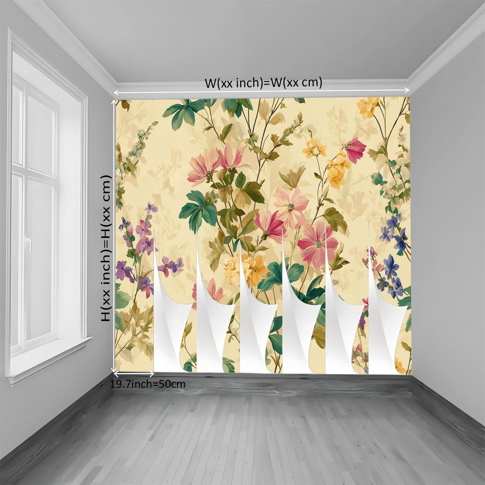 350 x 256 cm, fototapeta z włókniny, efekt 3D, retro, kwiatowa, elegancka fototapeta do salonu, sypialni, tapeta ścienna, kremowa