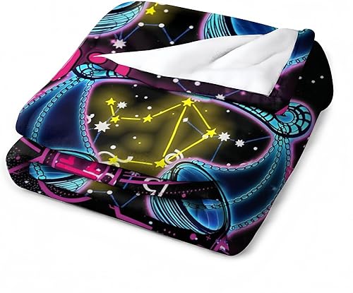 Miniatura 6 de Manta de dibujos animados Libra con constelaciones, manta suave de franela de horóscopo, astrología, signo del zodiaco, 50 x 40 pulgadas