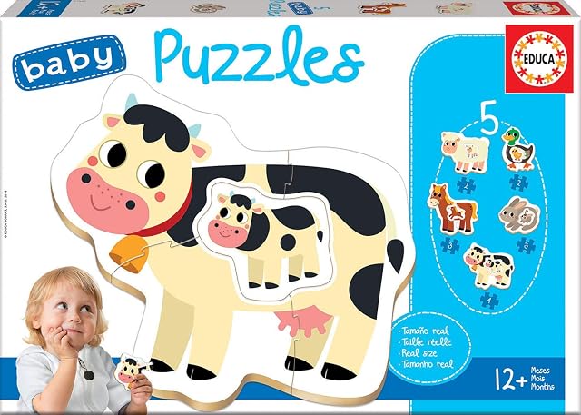 Educa - Baby Puzzles Animales de la Granja. Set de 5 Puzzles Infantiles Progresivos de 2 a 4 Piezas. A Partir…