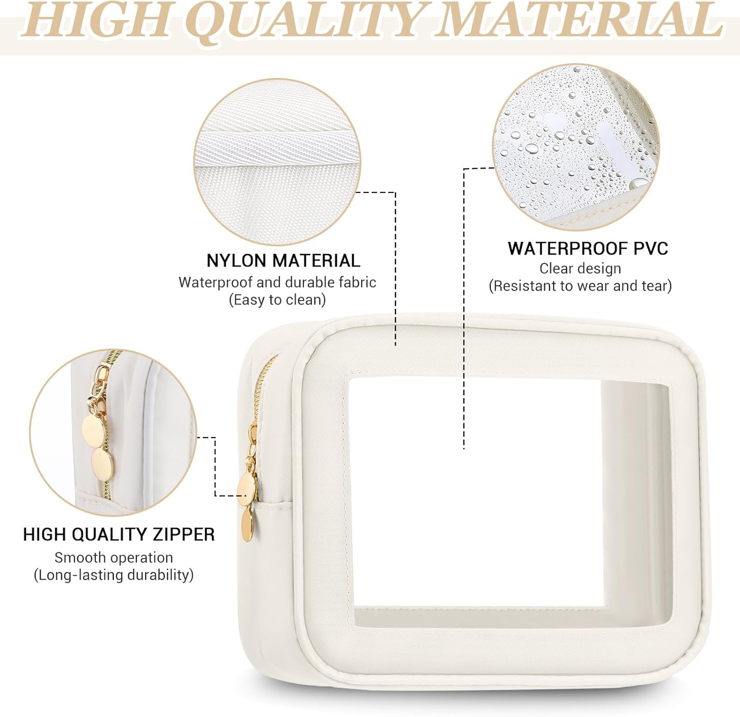 Abbylike 6 Pcs Clear Makeup Bags Mother's Day Travel Nylon Clear Cream Toiletry Bag Bulk Car Organizer Case Waterproof Toiletry Pouch with Golden Zipper for Teacher Mother Women Wedding Gift