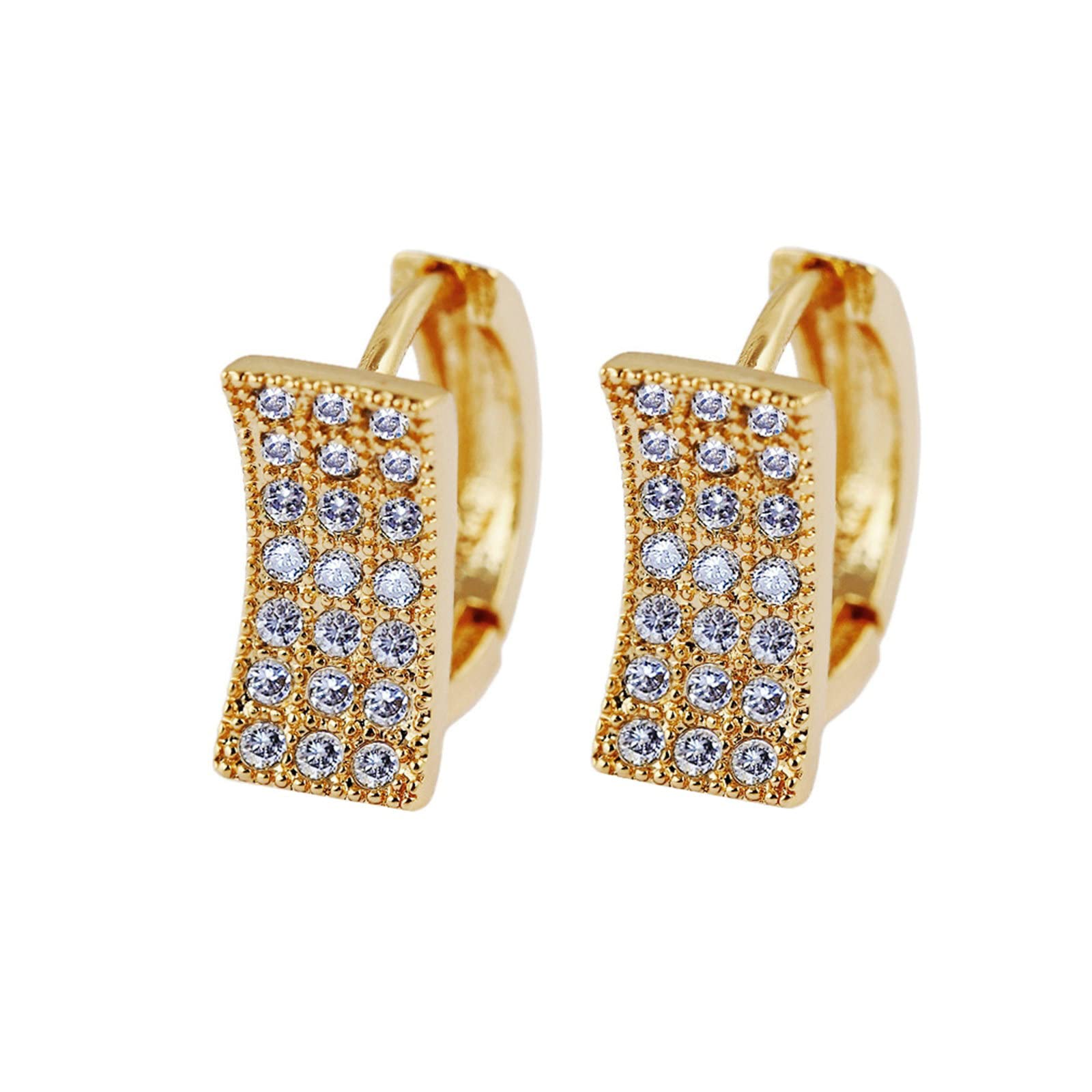 Pendientes de aro de oro 750, elegantes pendientes para mujer, diseño geométrico con moissanita, pendientes de cumpleaños para novia, oro amarillo