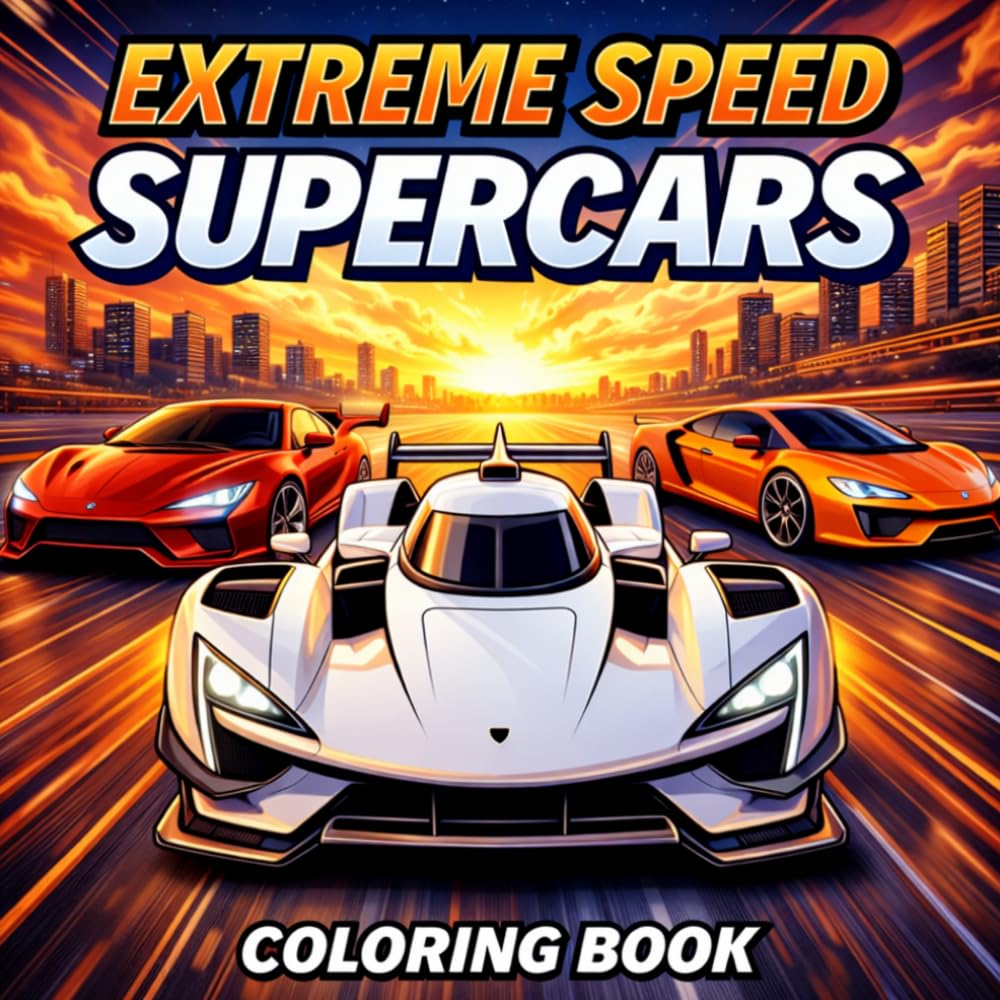 Extreme Speed Supercars Coloring Book: Amazing High-Speed Hypercars, Exotic Supercars & Racing Machines to Color for Kids, Teens and Adults Who Love Fast Cars