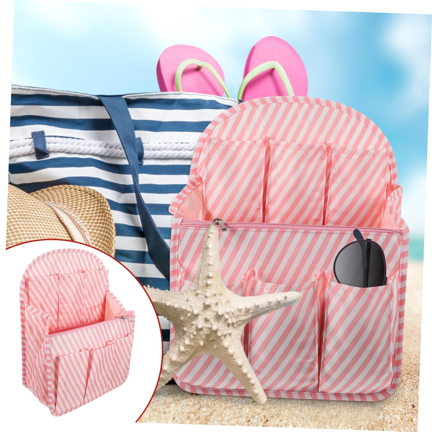 FOMIYES Organizador de Mochila Grande, Nylon Rosa, Bolsa Interior