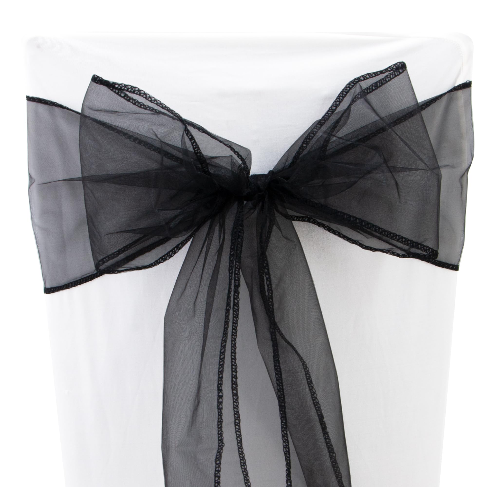 Time to Sparkle 60PCS 17x280cm Organza Chair Sashes Wider Fuller Cover Party Decoration Bow Sashes for Wedding -Black