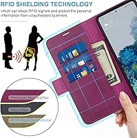Vista 3 de KEZiHOME Funda para Google Pixel 7A, funda tipo cartera de piel auténtica con tarjetero [bloqueo RFID] Funda protectora resistente con función atril