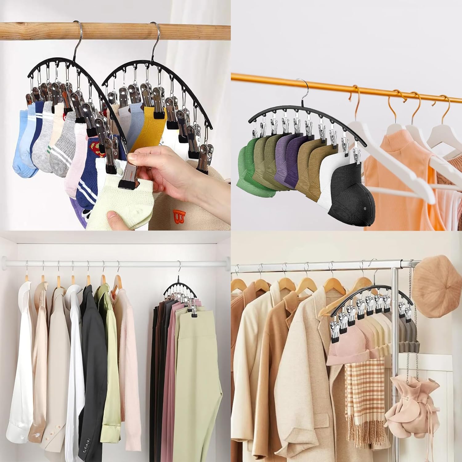 Legging Hanrs for Closet Organizer, Hat Hanrs for Closet Clips Holds