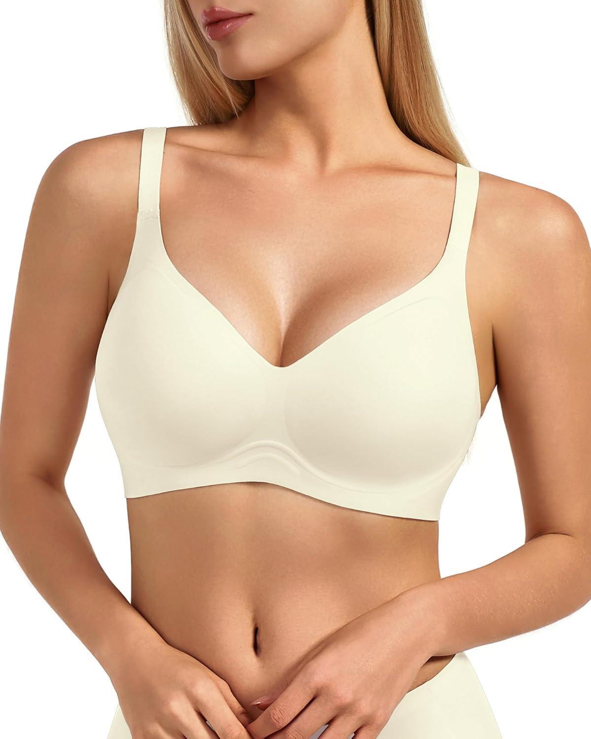 Plus Size Jelly No Underwire Comfort Bra for Women, Full Coverage Seamless Everyday Wireless Bras with Light Support