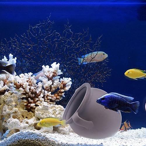 Miniatura 5 de Saim Tarro de cerámica para acuario, cueva de acuario, jarrón de cerámica, decoración de cueva de peces para cíclidos, betta amano, camarón a pez