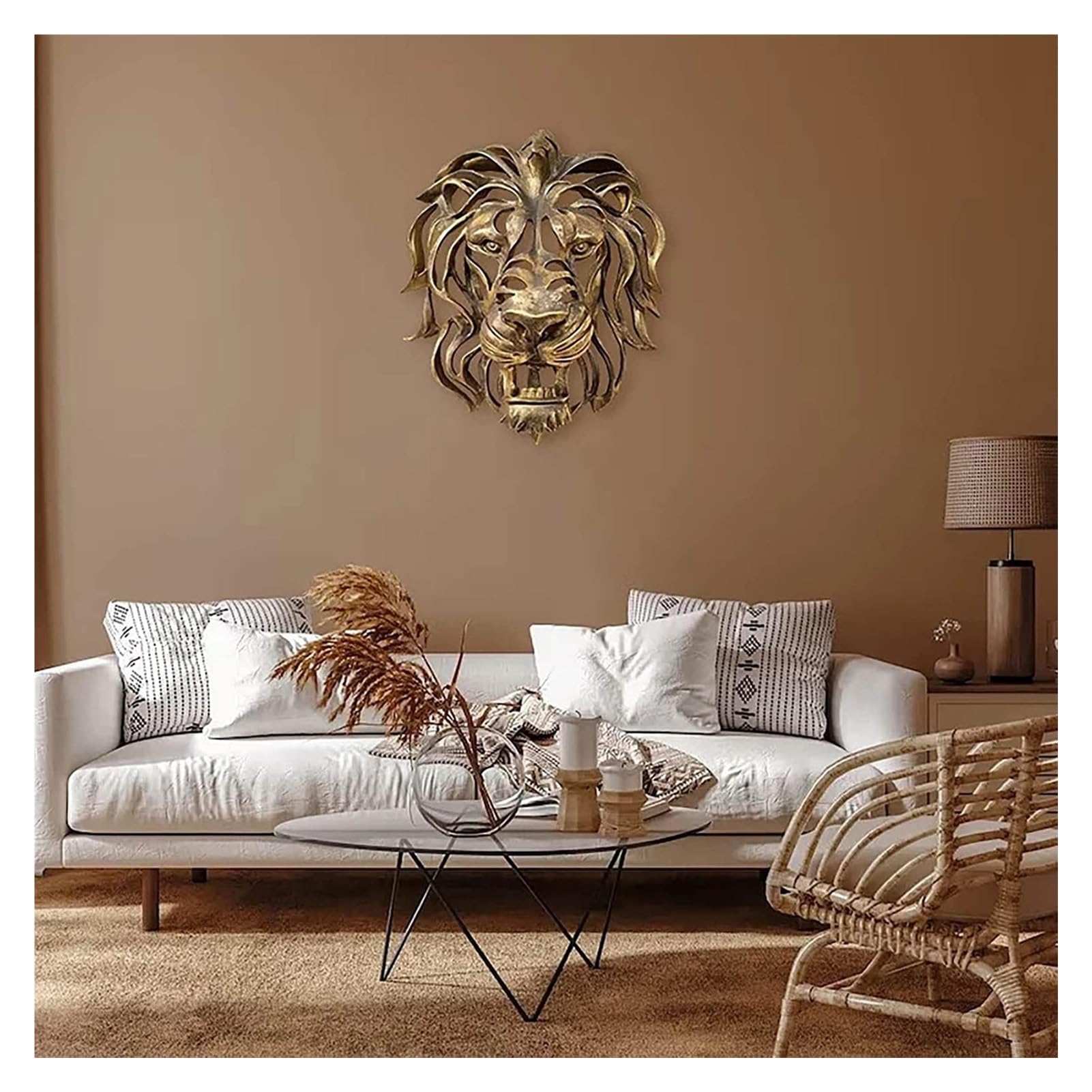 ライオン木彫り　アニマルヘッド　壁掛け最終値下げ 楽天市場】本格派！壁掛けアニマルオブジェ/ライオン（中）/獅子