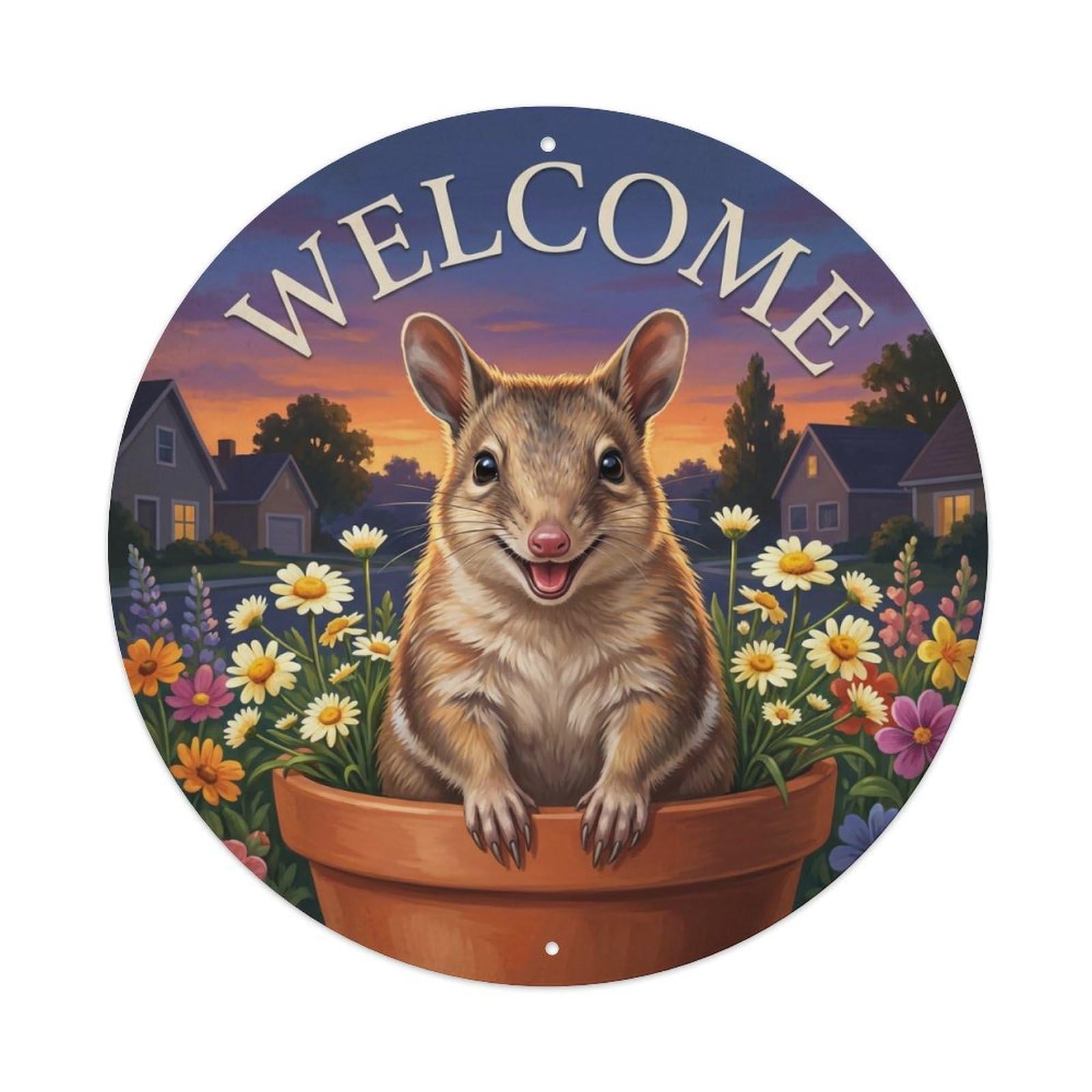 Okahys 8X8inch(20X20cm) Welcome Bandicoot Garden Dusk Metal Tin Sign