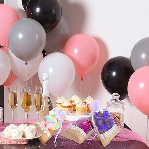 Miniatura 5 de 24 bolsas de arpillera con cordón rosa de 4 x 6 pulgadas, bolsas de encaje de organza de lino con cordón para fiesta, bolsas de joyería para bodas,