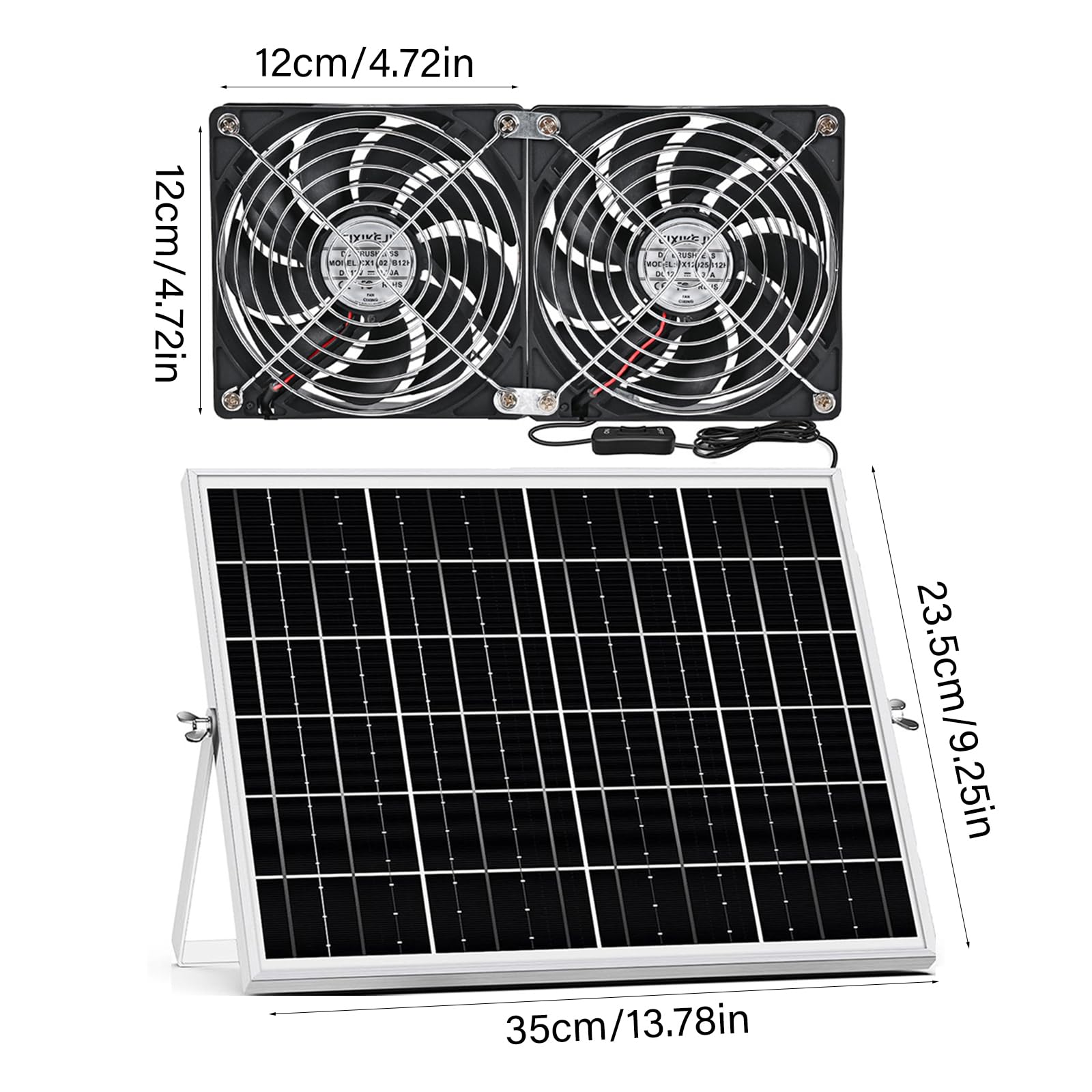 Ventilador solar con cable de 3,1 m para aire de invernadero
