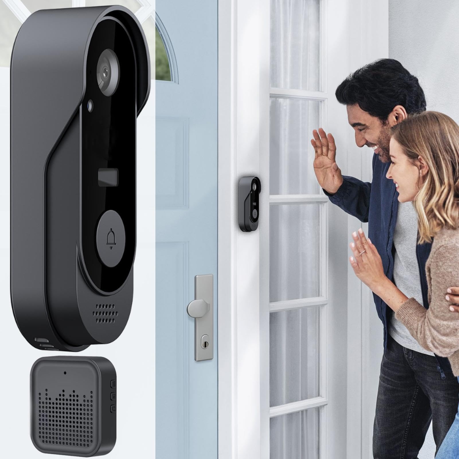 Videocampanello Con Fotocamera Sicurezza Rilevamento Movimento Avvisi | Campanello Video Smart Avvisi Visitatori Notturni Casa, Porta Ingresso, Esterno
