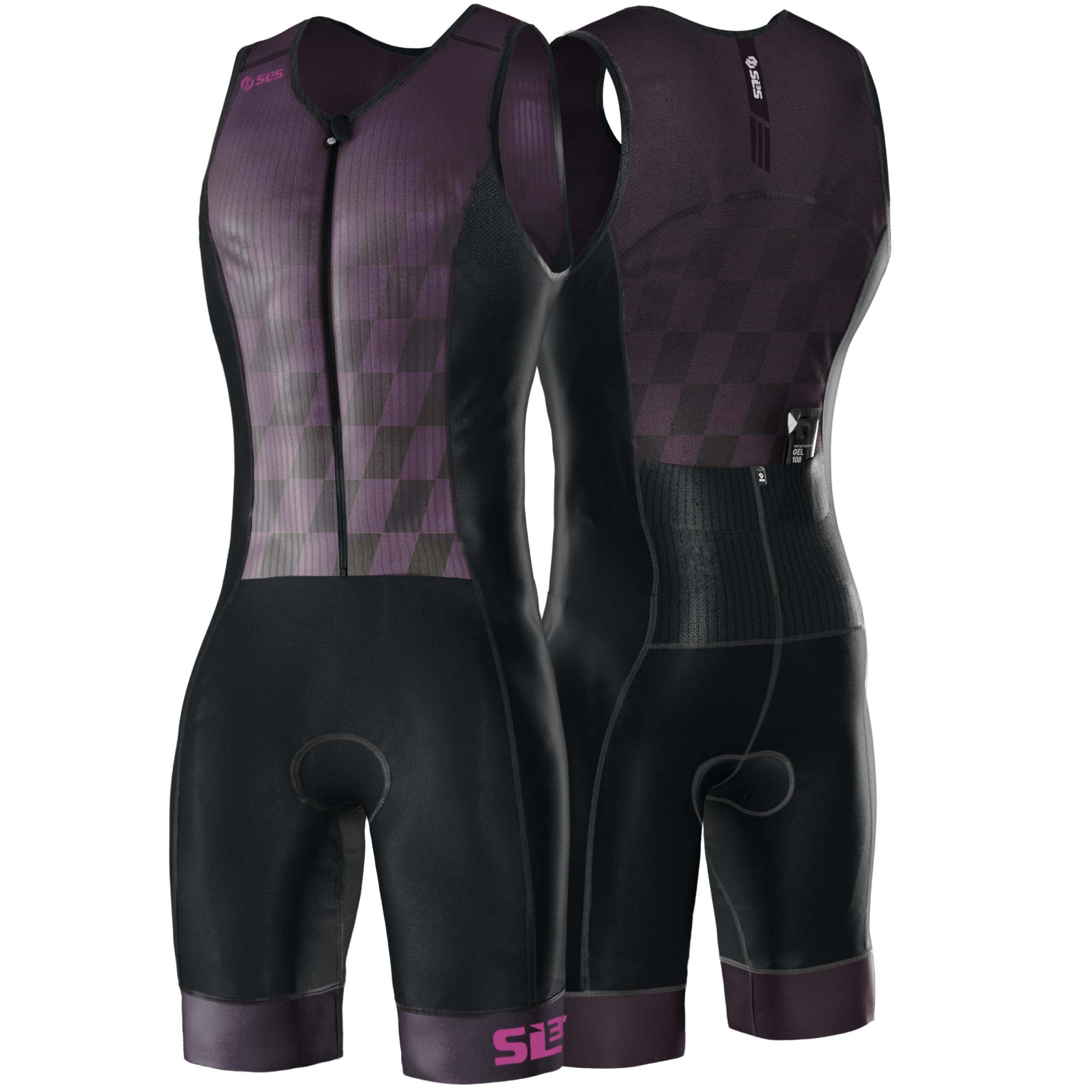 SLS3 Costumes de triathlon Elite sans manches pour homme – Triathlon Triathlon – Chamois italien, poches intérieures et arrière