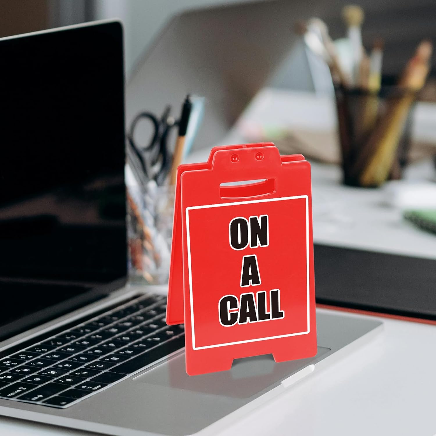 ON A CALL Red Mini Sign for Office Desk - I'm on the Phone, Need Quiet Time - Accessories for Men Women image 2