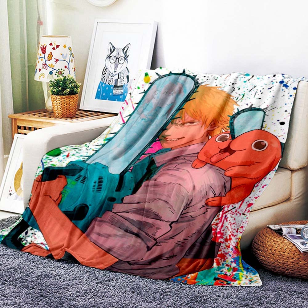Vozmio Boys A Chainsaw Man Flannel Warm Soft Plush On The Sof Bed Blanket Suitable For Ir Conditioning Blanket Nap Blanket (,60 * 80 In(150 * 200 Cm))