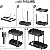 Vista 7 de Organizadores de almacenamiento extraíbles multiusos, organizadores debajo del fregadero/gabinete y almacenamiento para baño y cocina, negro, 12.8