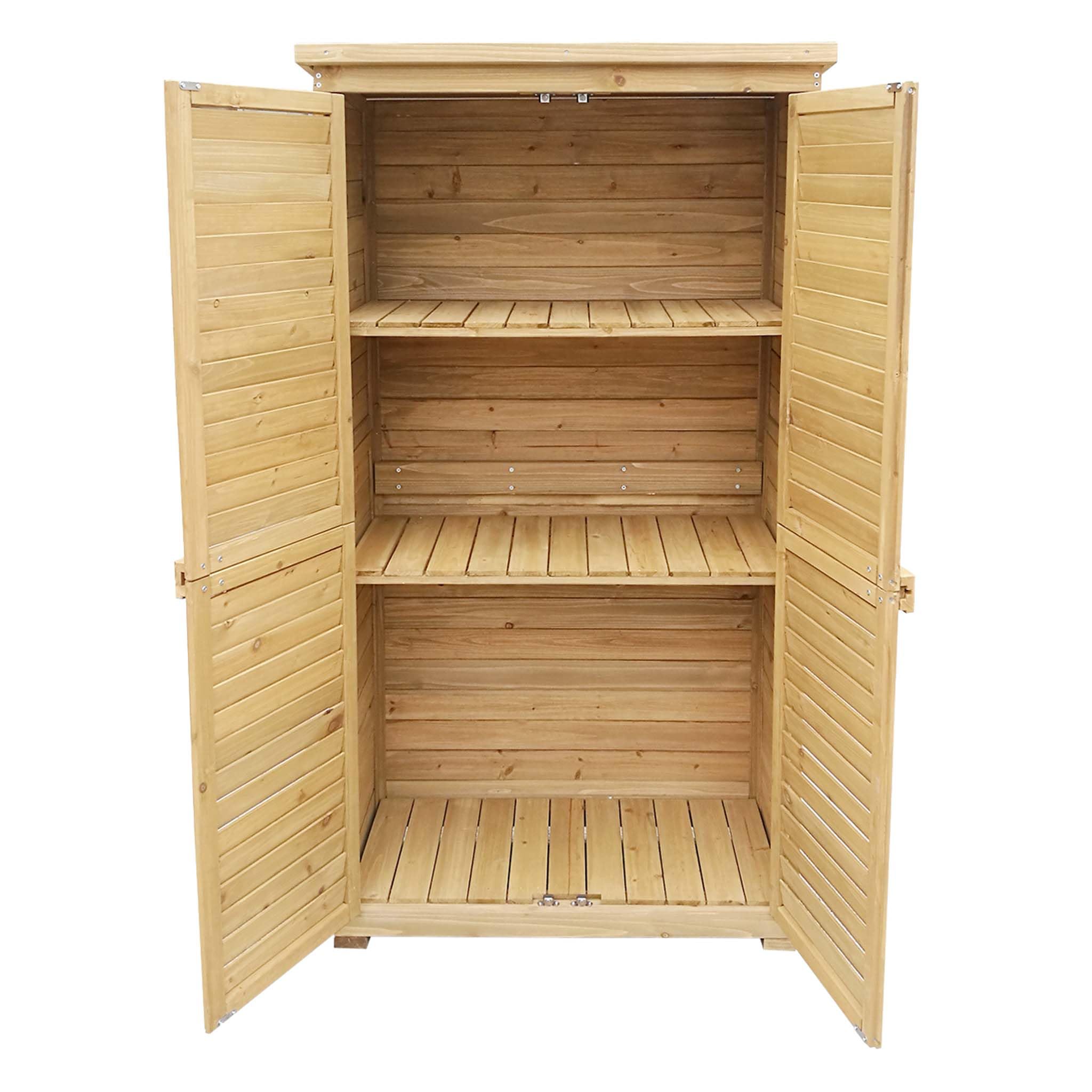 Wiltec Armadio da giardino con ante battenti a persiana 870x465x1600 mm legno di abete con tetto in bitume
