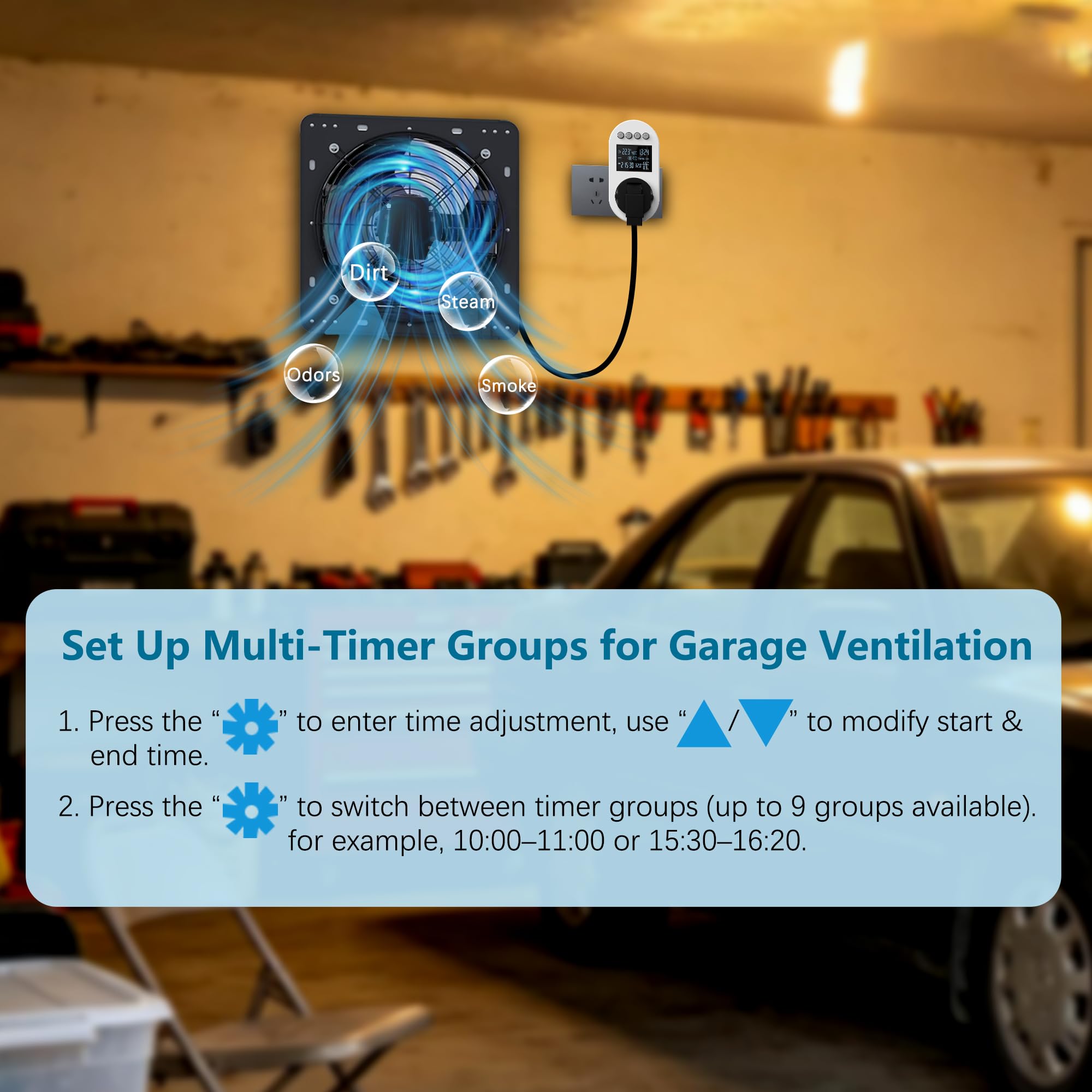 Aygrochy Ventilador extractor de 350 mm con sensor de temperatura para sótano garaje