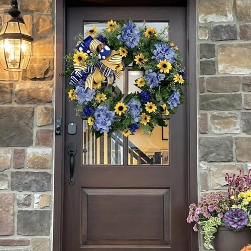 Miniatura 3 de Corona de primavera con bandera de Ucrania, girasol, decoración de primavera, corona ucraniana azul y amarilla para decoración del hogar, porche,