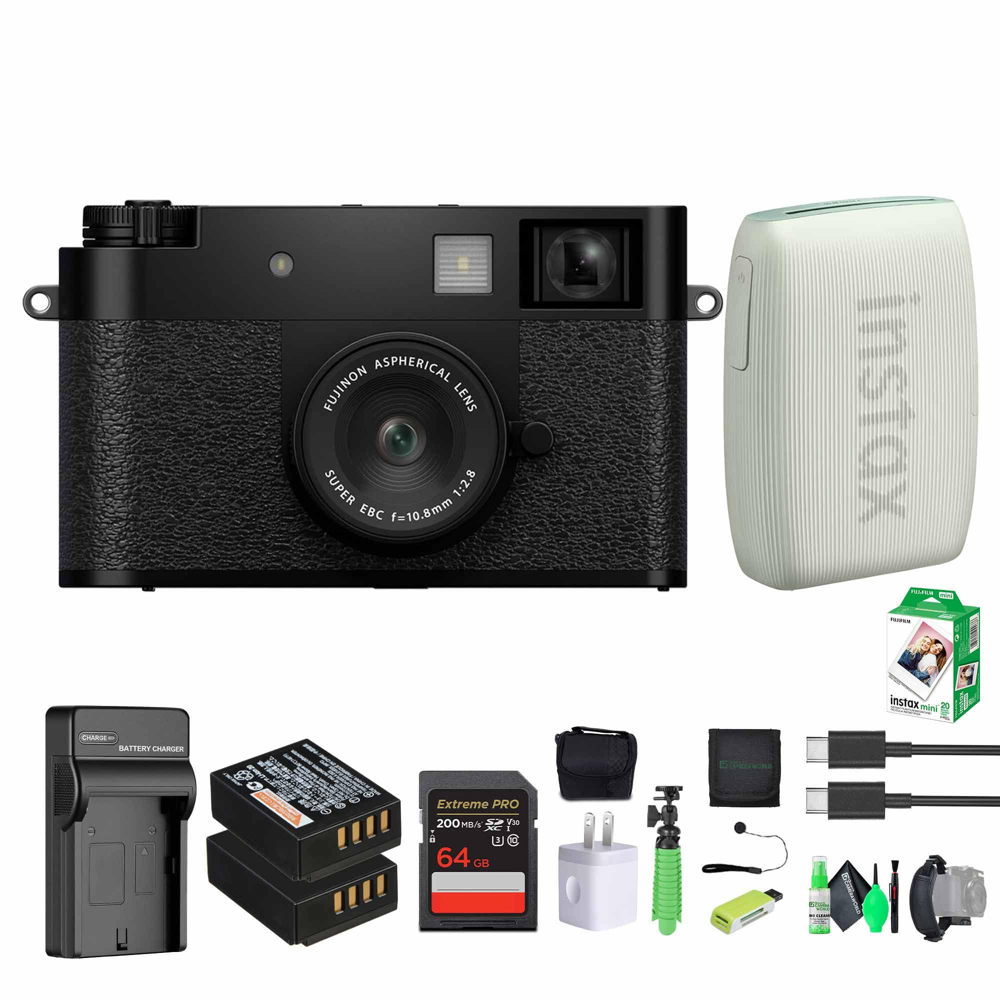 FUJIFILM X Half Point & Shoot Camera (Black) & Travel Bundle