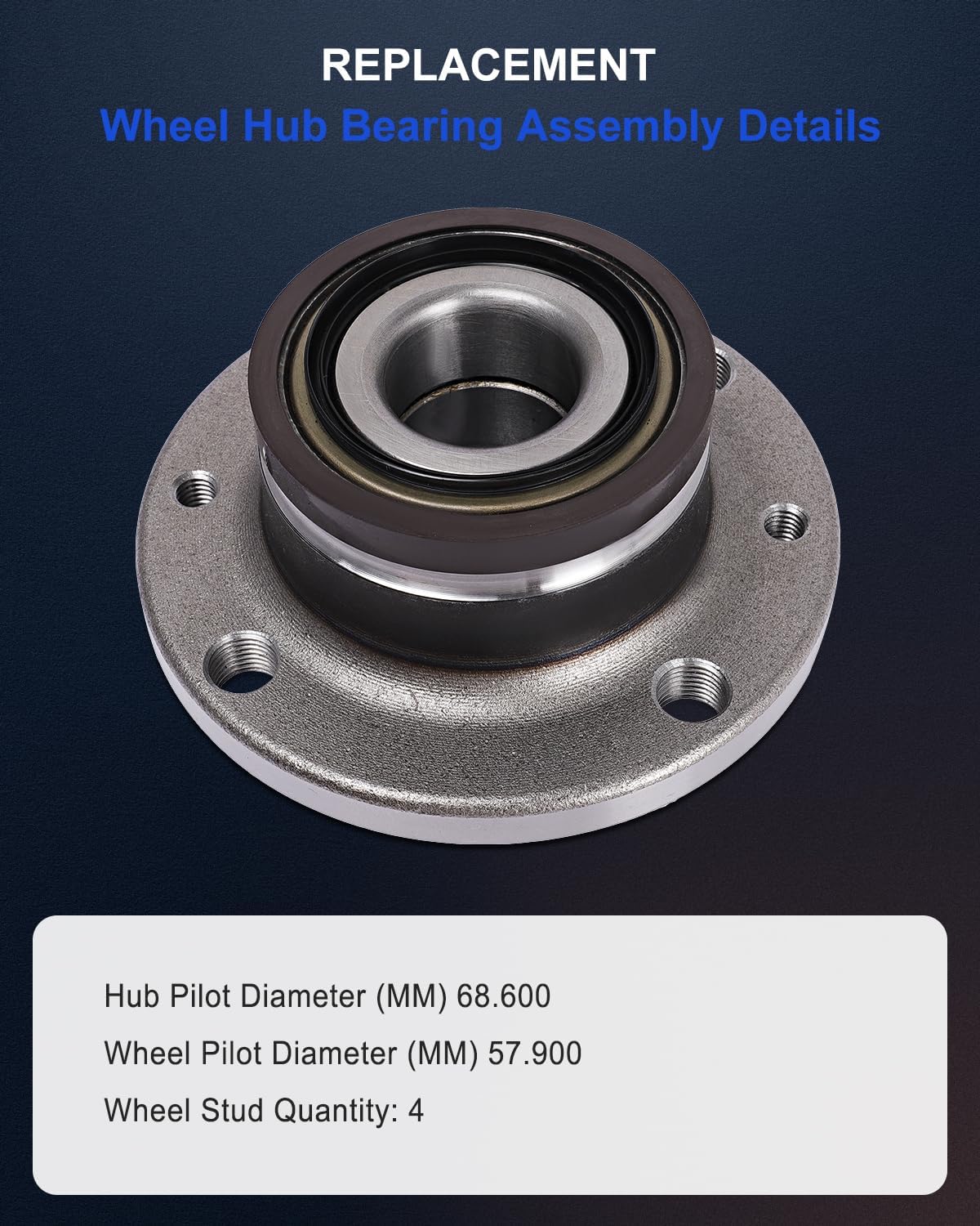 ECCPP Wheel Hub and Bearing Assembly Rear 512480 fit for Fiat 500 2012-2019 4 Lugs Wheel Bearing Hubs with ABS 2pcs