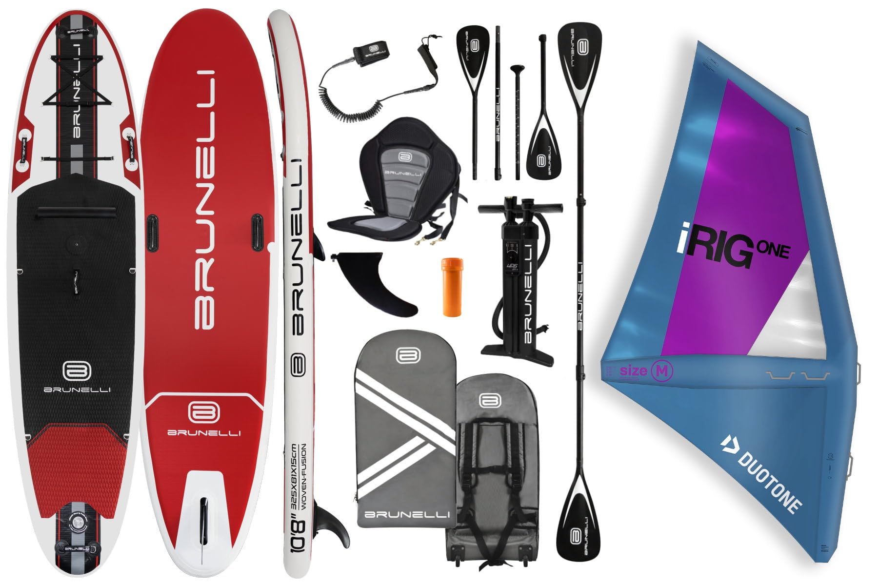 BRUNELLI 10.8 Windsurf Woven Double Layer iSUP Board hinchable Stand Up Paddle iRIG M Surf Sail Set Blue