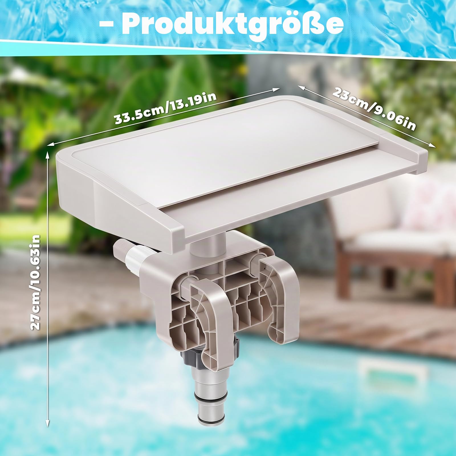 Hanaoyo Poolbrunnen Wasserfall für oberirdische Becken, sanft fliessender Poolwasserfall, Zubehör für oberirdische Pools, kühlende und entspannende Poolbrunnen für Außendekoration, Schwimmbecken