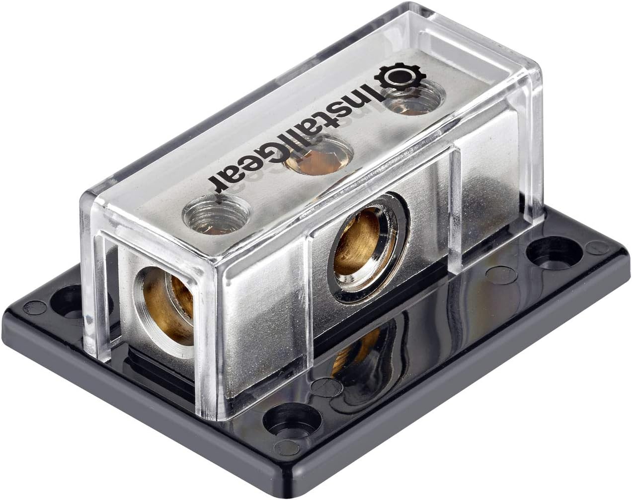 InstallGear 0/2/4 AWG Gauge Power Distribution Block 1/0 Gauge in to (2) 4/8 Gauge Out | Fuse Block | Fuse Block for Auto, RV, Motorcycle, and Boat