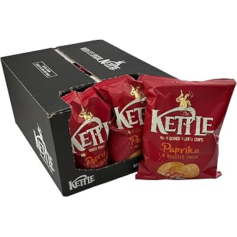 Kettle Chips Paprika & Roasted Onion Hand Fried Kettle Chips Various Flavours 10 x 130 g