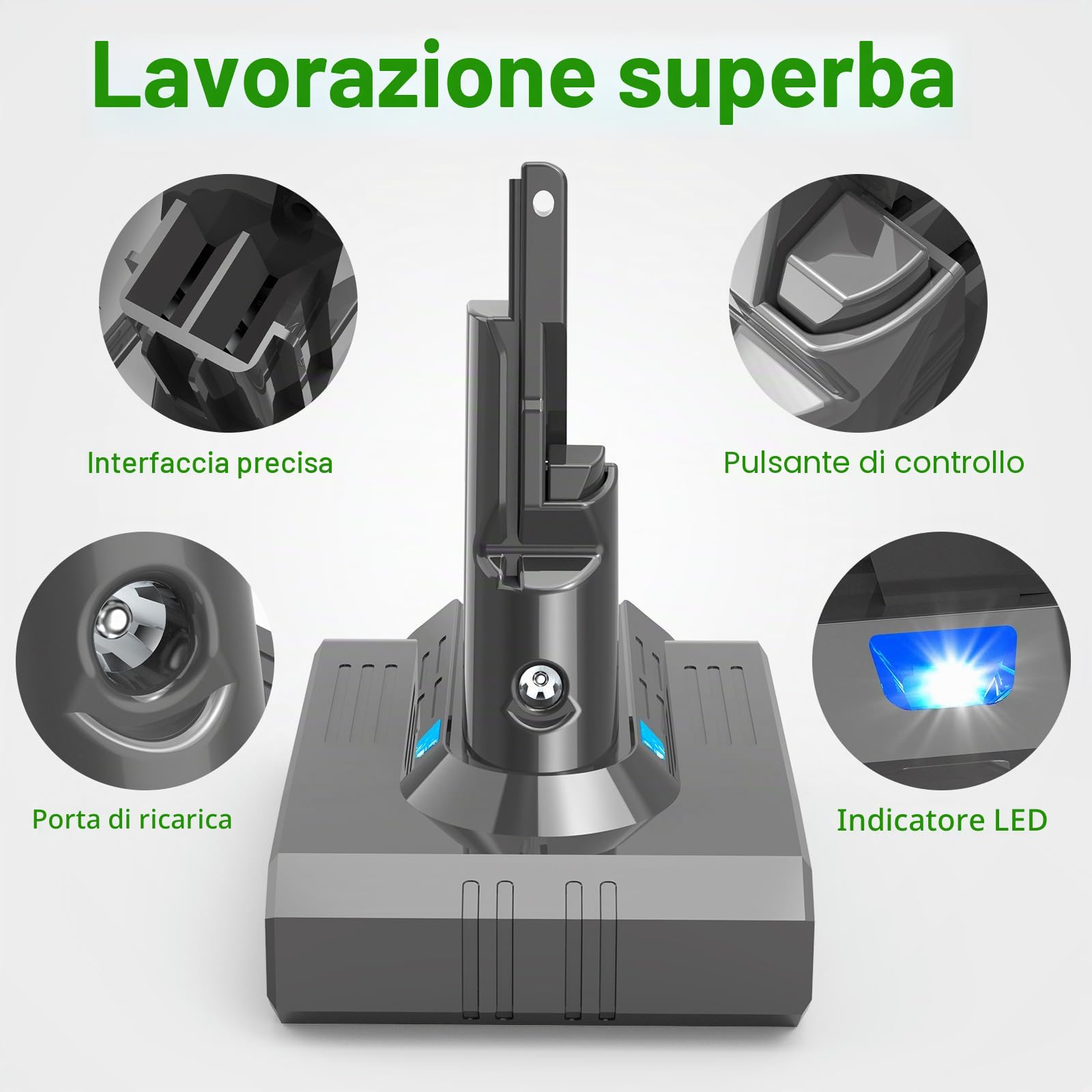 LabTEC V7 batteria per scopa aspirapolvere, 21,6 V, 4600 mAh, al litio, di ricambio per Dyson V7, Animal V7, Motorhead Pro, scarico V7, V7 Fluffy, accessorio per materassi V7