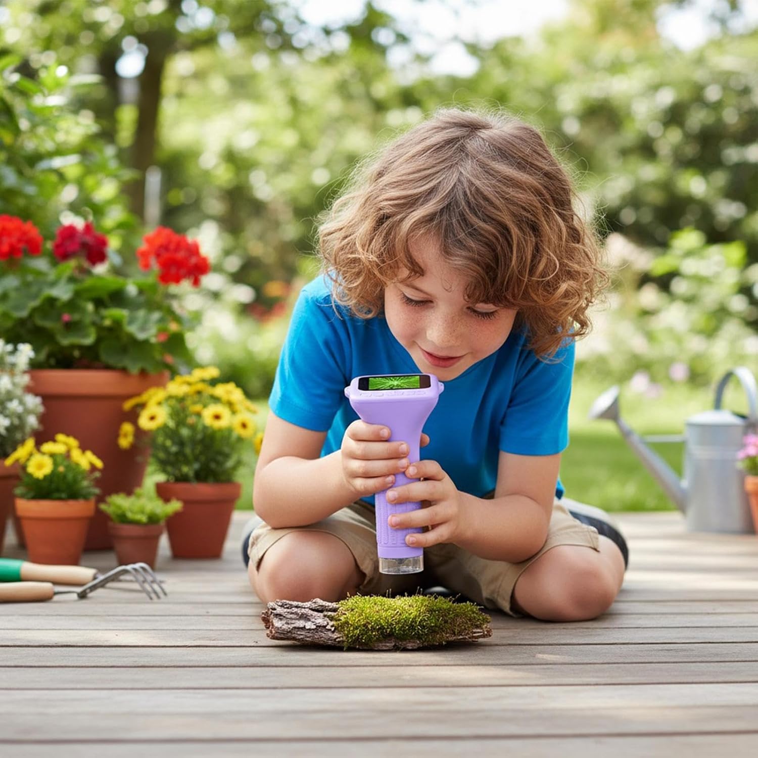 Kids 顕微鏡 ハンドヘルド - 1000倍 STEM対応 科学学習キット | 植物観察用ルーーペ | 子供・学生・先生・ホームス