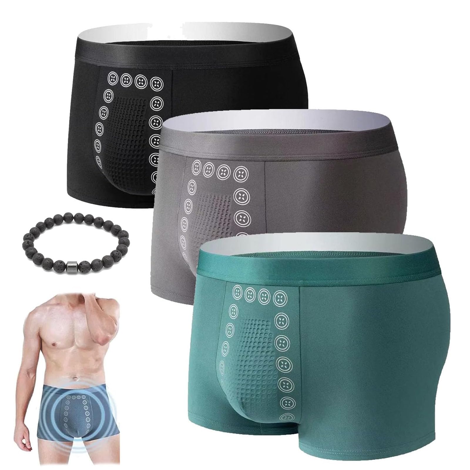 Ropa interior de terapia magnética para masaje, suave, transpirable, calzoncillos tipo bóxer antirozaduras