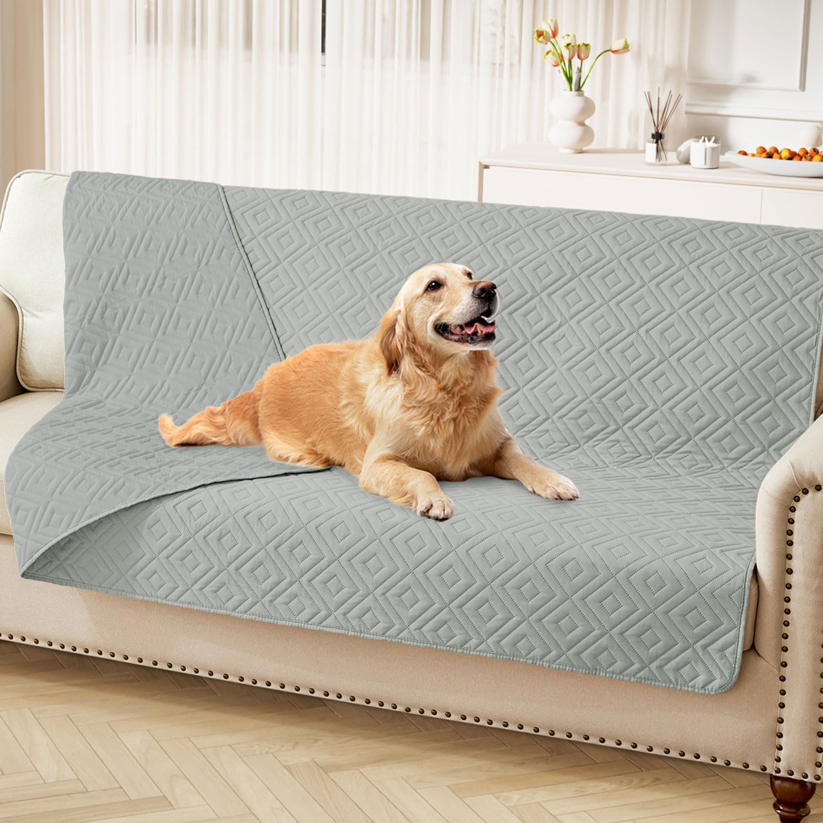 hyha Waterproof Dog Blanket, Soft Dog Bed Cover Pet Blankets, Waterproof Sofa Couch Cover for Dogs Washable, Reversible Pet Couch Covers for Sofa Furniture (52x82 Inch, Grey/Grey)