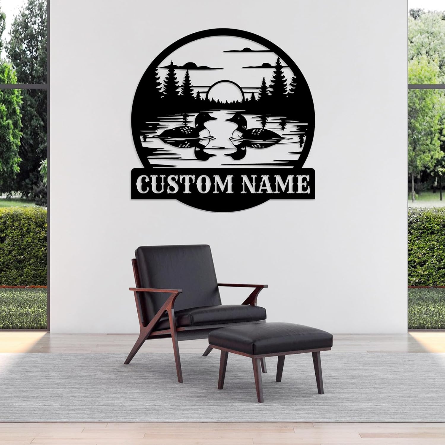 Custom Lake Cabin Sign – Personalized Waterfowl Metal Wall Art, Dock Address Plaque, Pond & Patio Décor, Birdwatcher Gift, Rustic Garden Accent