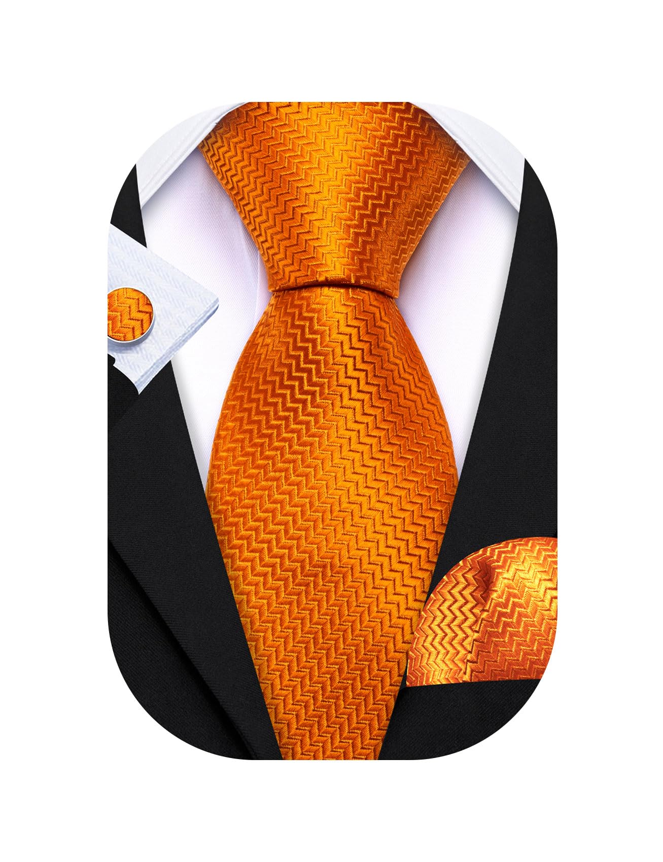 Barry.Wang Plaid Ties Checkered Mens Silk Necktie Handkerchief Cufflinks