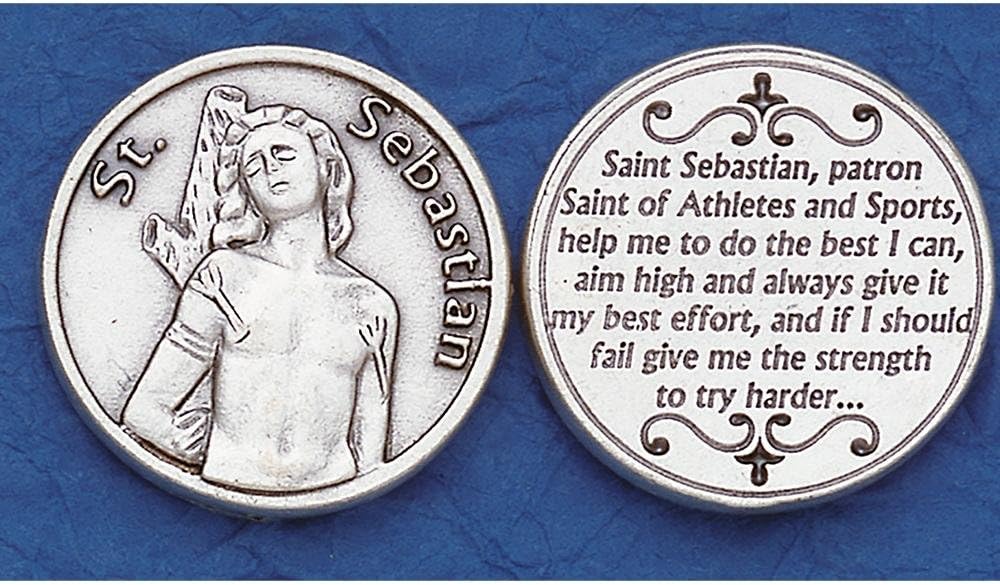SAINT Sebastian POCKET Token - Silver Tone - 1-1/4 inch Metal
