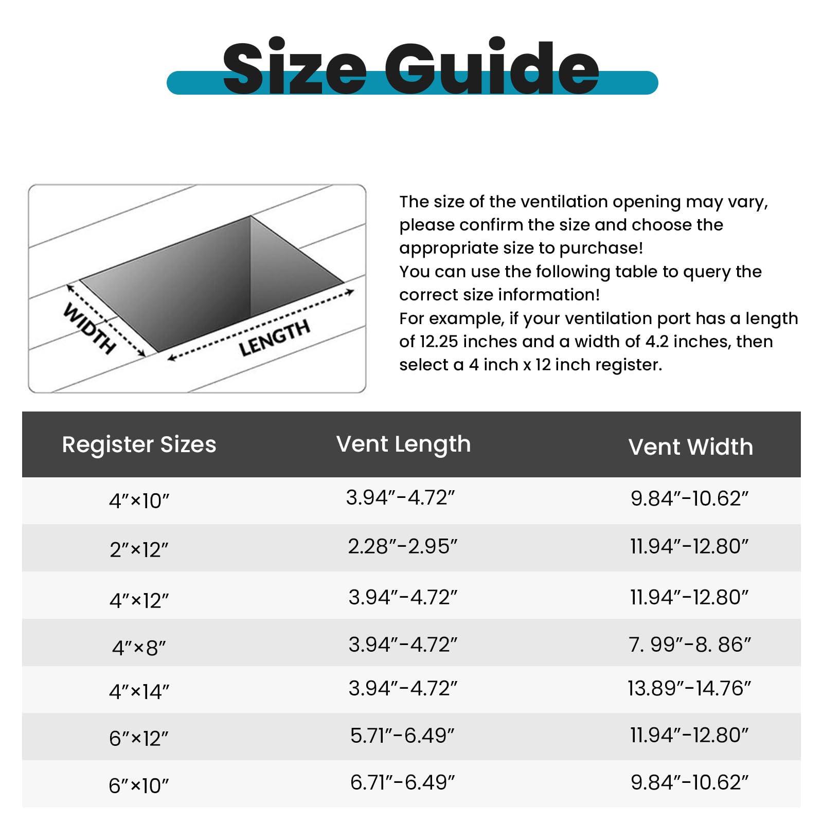 Snapklik.com : Floor Register 4x10, 12 Pack Black Floor Vent Covers ...