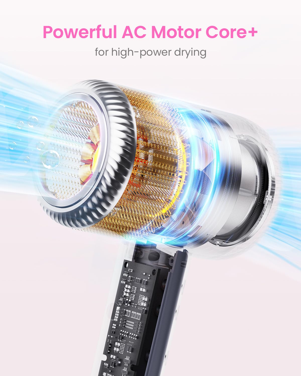 BESTOPE PRO Sèche-cheveux ionique, 110 000 tr/min, sèche-cheveux ionique, sèche-cheveux professionnel, 5 vitesses et 6 températures, technologie ionique négative, gris