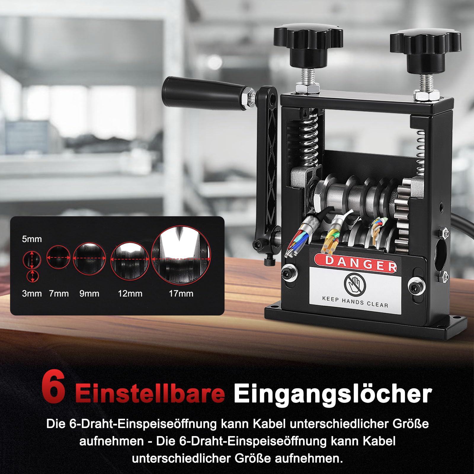 Kabel Abisolierer, 6 Löcher Abisolierzange 3-17mm Automatisch Kabel Abisolierwerkzeug Manuell Elektrisch 2 Modi Kabelabisoliermaschine Abisoliermaschine 5 Drähte Gleichzeitig Abisolieren